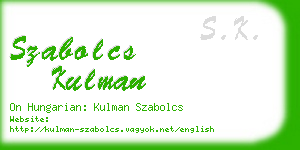 szabolcs kulman business card